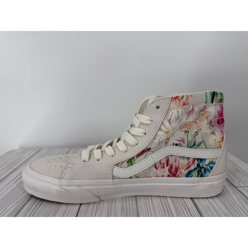 Vans Sk8-Hi Tapered Floral Bouquet High Top Sneakers Cream Ivory Suede Women 9.5 - Picture 3 of 12